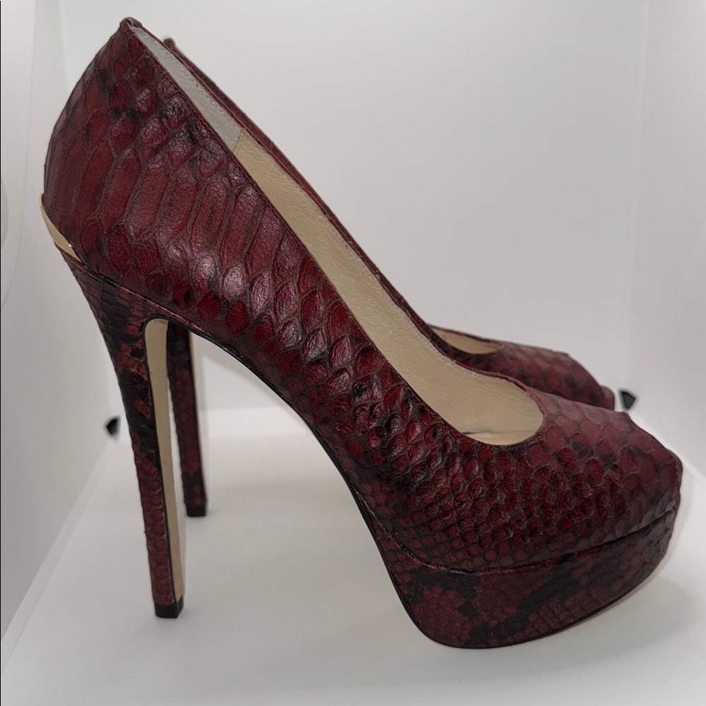 Michael Kors Deep Red Snakeskin Platform Stilettos